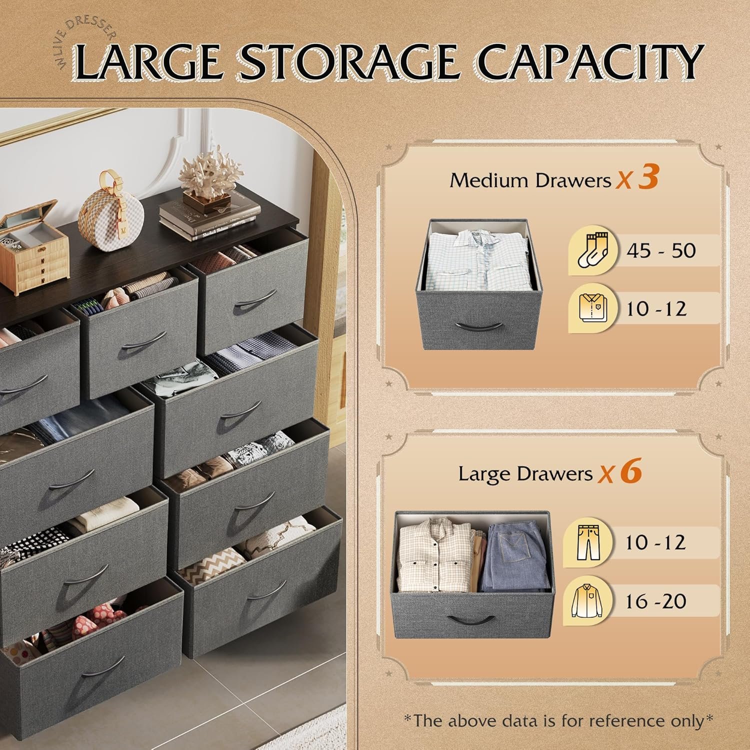 9-Drawer Fabric Dresser Tower - Image 5