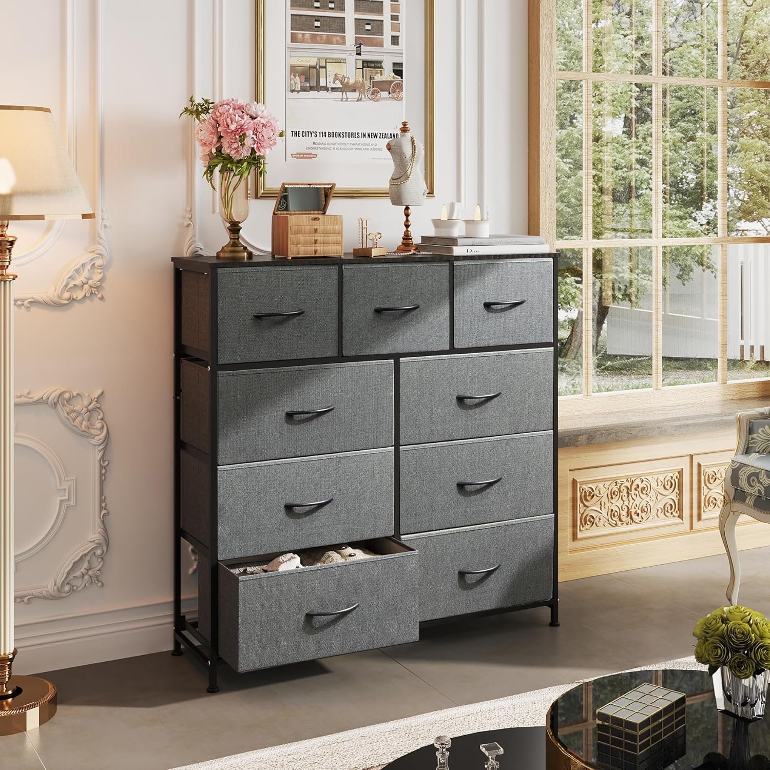 9-Drawer Fabric Dresser Tower - Image 8